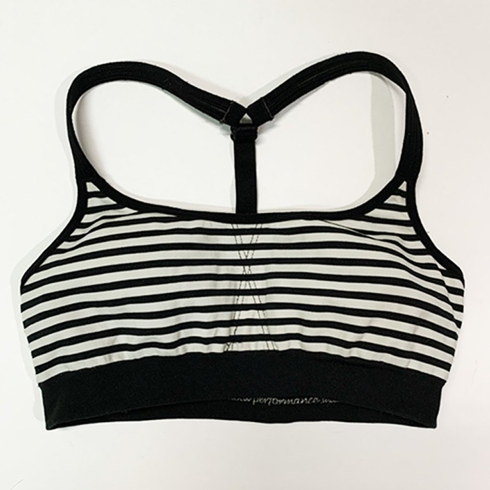 Athleta Black & White Striped Sports Bra